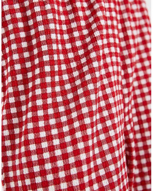 Pieces Red High Waisted Gingham Pants