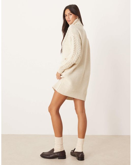 Aware Chunky Cable Knitted Oversized Jumper Dress in Natural | Lyst Aware Chunky Cable Knitted Oversized Jumper Dress in Natural | Lyst