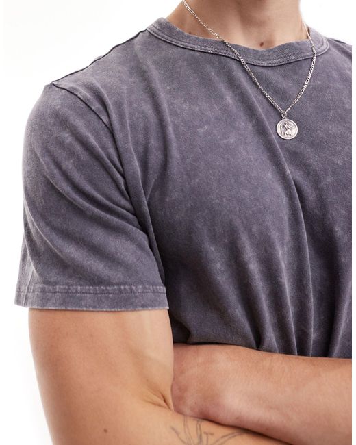 Toby - t-shirt coupe carrée - foncé délavé Weekday pour homme en coloris Blue