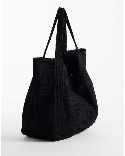 ASOS Black Crochet Tote Bag for men
