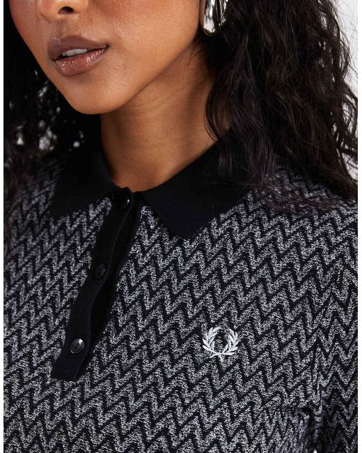 Fred Perry White Textured Knitted Polo Shirt