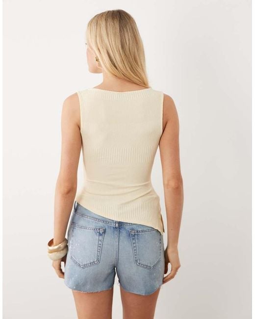 ASOS Blue Sleeveless With Slash Neck And Asym Hem Top