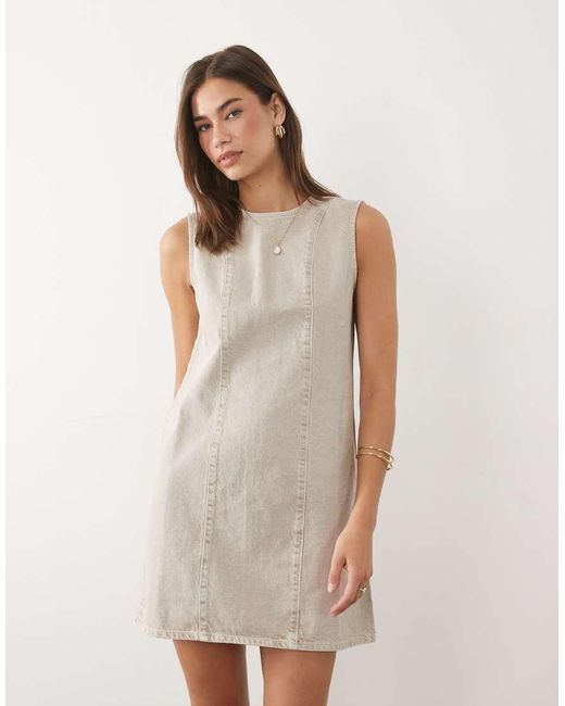 ASOS Natural Shift Dress In Taupe