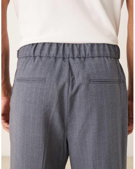 ASOS Blue Smart Wide Leg Flannel Trousers for men