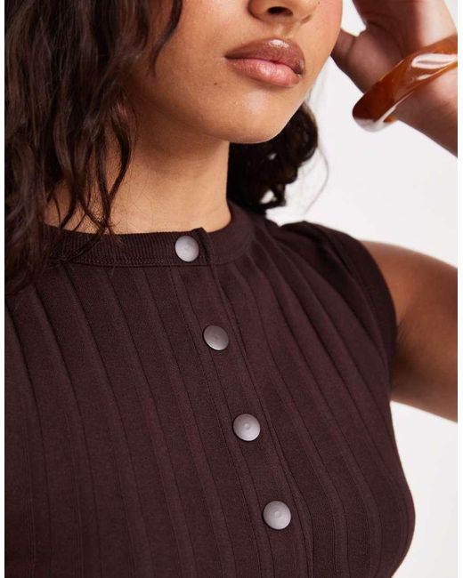 River Island Purple Button Down Tank Top