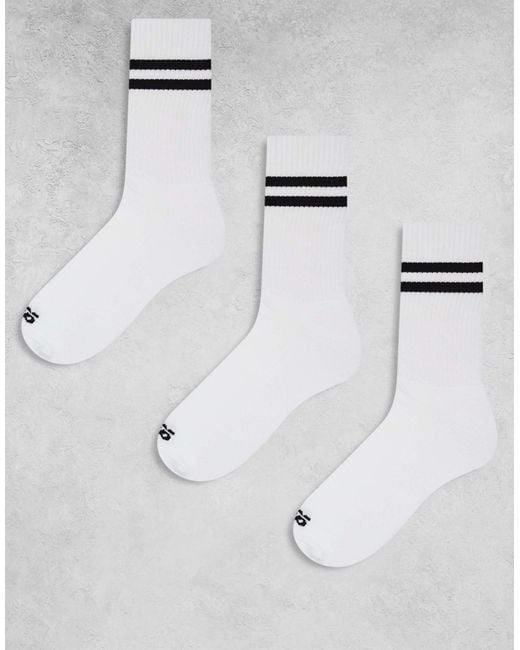 4505 Gray 3 Pack 2 Stripe Quick Dry Crew Socks