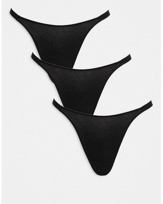 ASOS Black 3 Pack Cotton Tanga Lingerie Thong