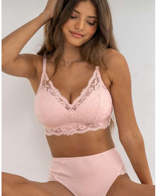Pour Moi Natural Love To Lounge Lace And Modal Rib Non Wired Bra