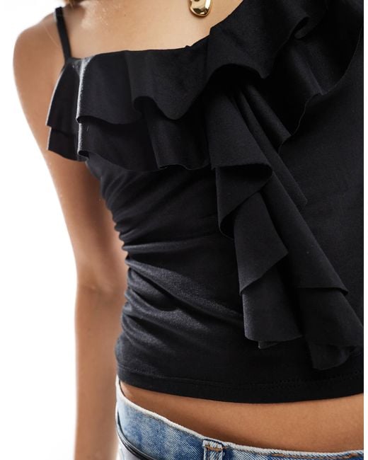 Miss Selfridge Blue Ruffle Down Cami Top