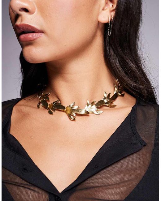 ALDO Black Leafuria Statement Flower Necklace