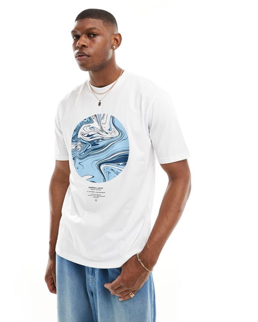 Camiseta blanca con estampado gráfico Marshall Artist de hombre de color Blue