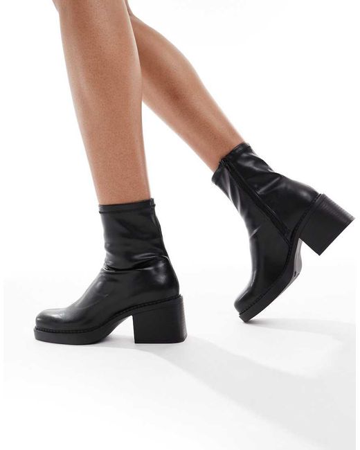 New Look Black Chunky Sock Boot