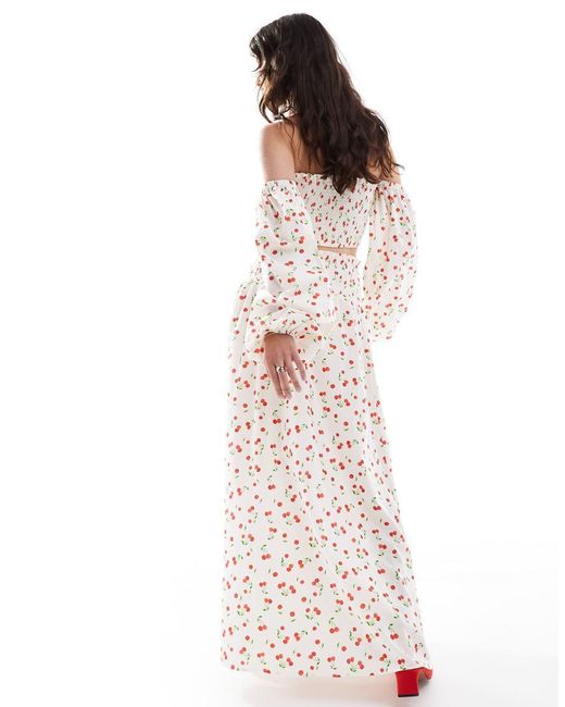 ASOS White Shirred Waist Maxi Skirt
