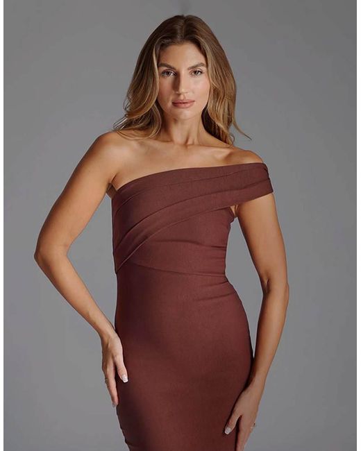 one shoulder long sleeve white dress Long sleeve one shoulder Midi Dress – Krzno main image 0