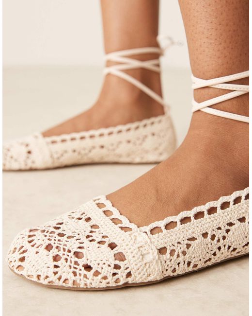 ASOS Natural Larissa Ankle-tie Ballets