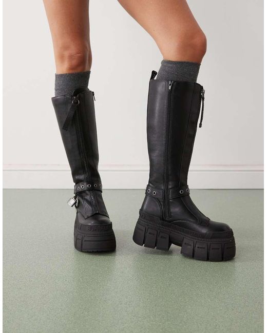 Buffalo Black Gospher Biker Hi Boots