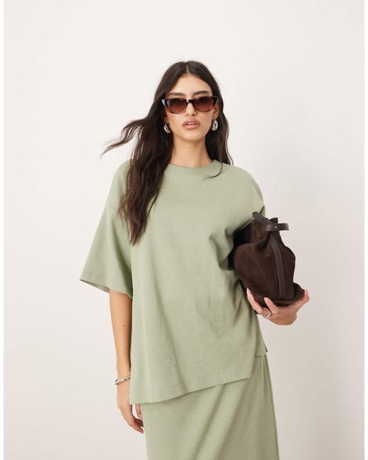 ARRANGE Green – hochwertiges oversize-t-shirt aus schwerem strukturiertem jersey