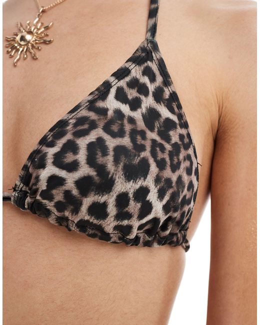 Collusion Blue Leopard Print Triangle Bikini Top
