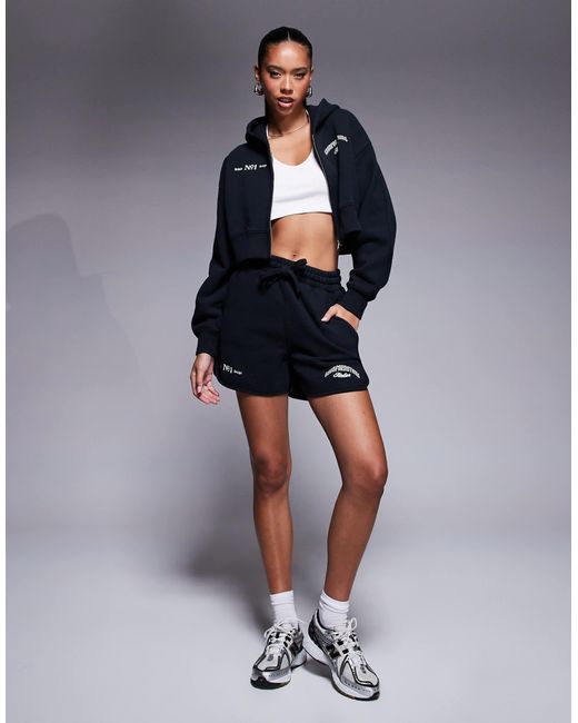 Good For Nothing Blue Co-ord Cropped Zipped Hoodie With Logo Back Print