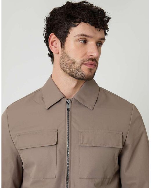 Threadbare Brown Showerproof Lightweight Zip Up Jacket for men