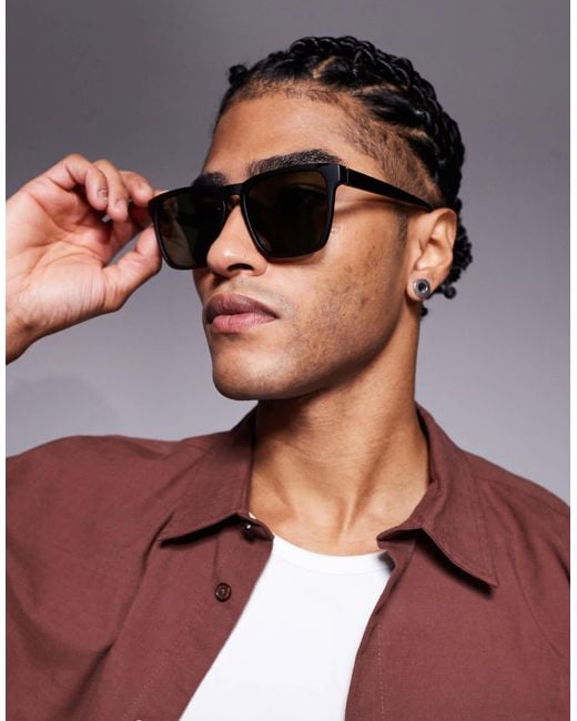 Quay Brown Quay Unplugged Square Sunglasses for men