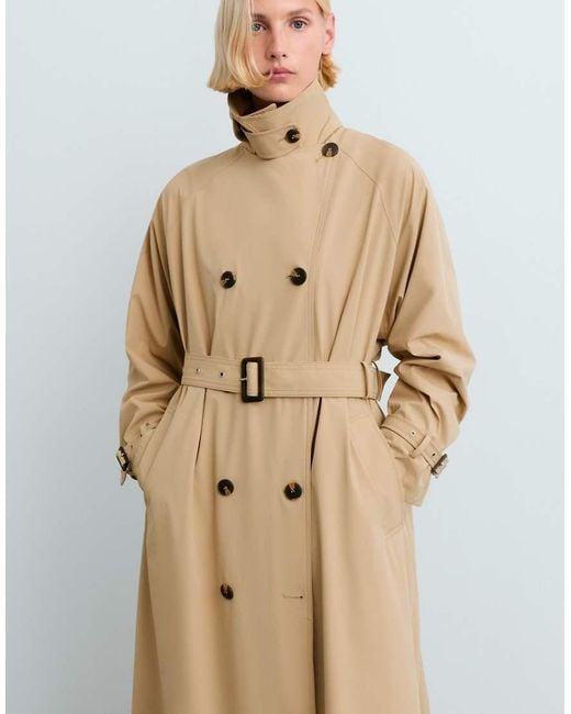 Oysho Brown Extra Lightweight 10k Waterproof Long Jacket