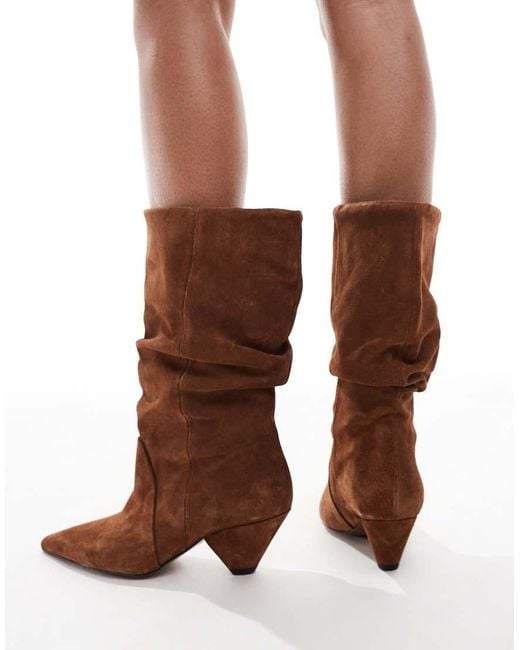 ASOS Brown Restless Premium Slouch Boot