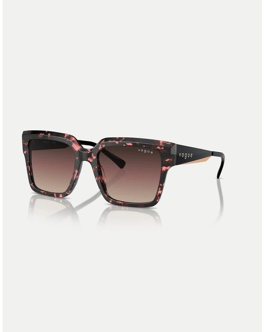 Vogue Brown Square Sunglasses With Lens