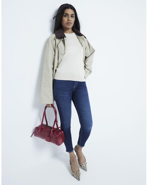 River Island Blue Mid Rise Molly Skinny Jeans