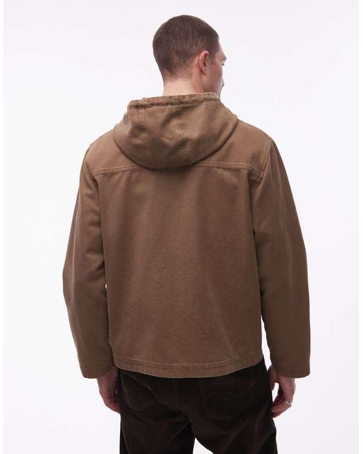 DOUBLE A by WOOD WOOD Brown Palle Hooded Jacket for men