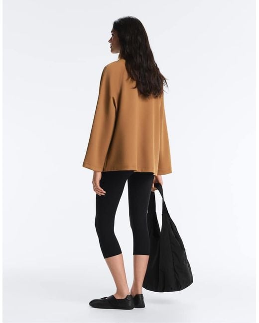 Oysho Brown Long Neoprene-Effect Jacket