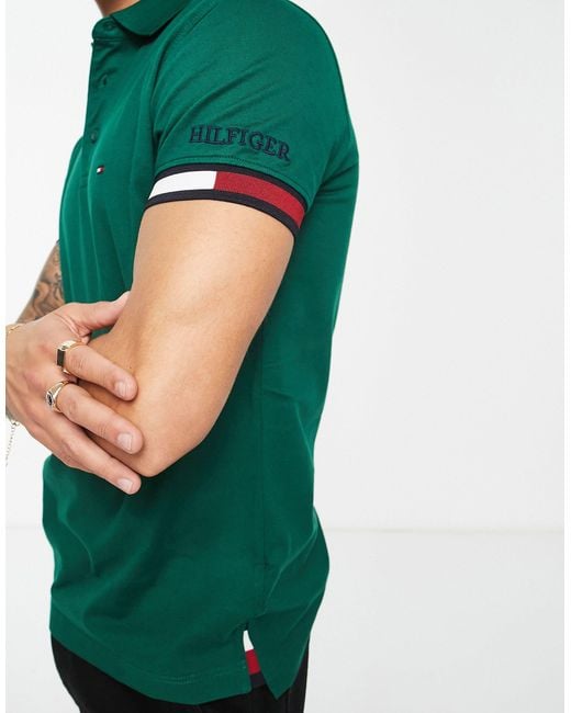 Polo con logo Tommy Hilfiger de hombre de color Verde | Lyst