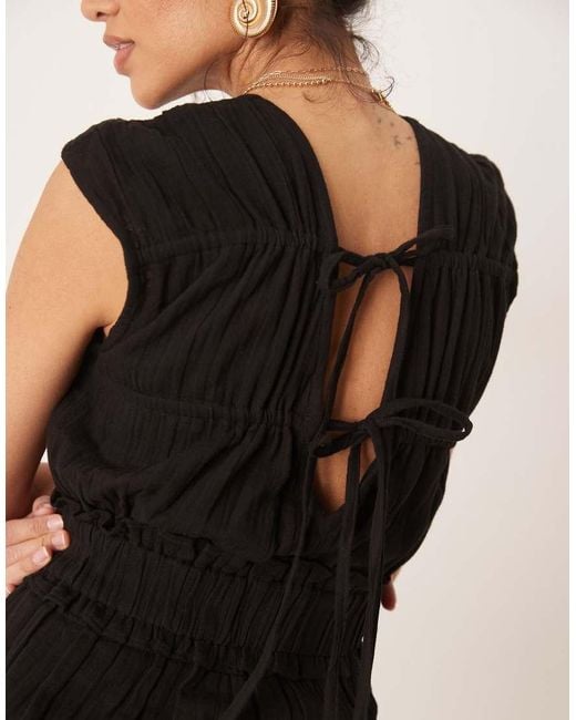 ASOS Natural Double Cloth Gathered Bust Playsuit