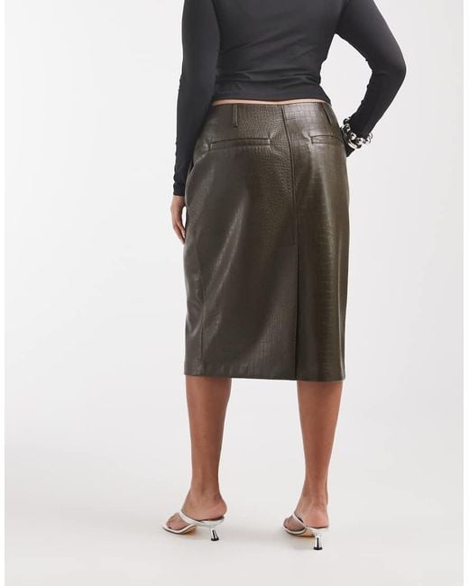 ASOS Green Curve Tailored Faux Leather Pencil Skirt