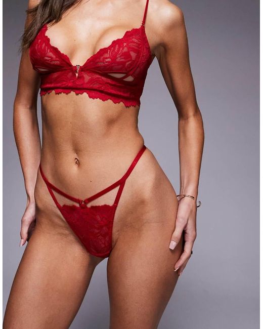 ASOS Red Robbie Lace Cut Out Tanga Brazilian