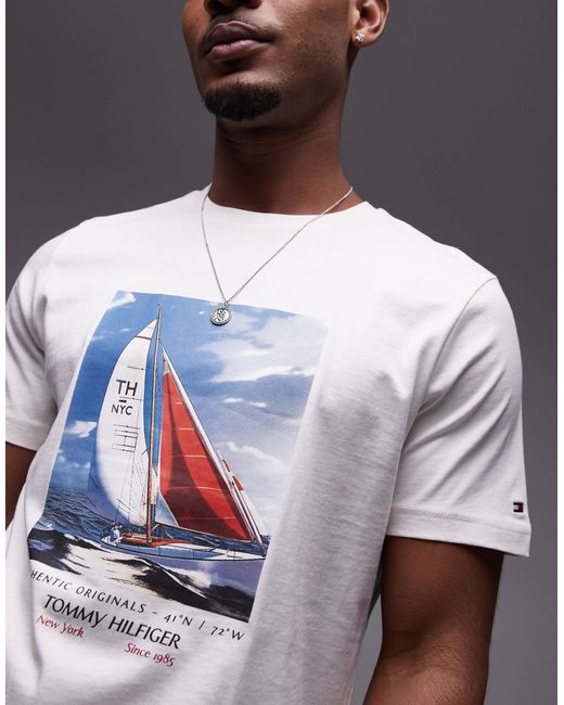 Tommy Hilfiger Gray Sailing Graphic T-shirt for men