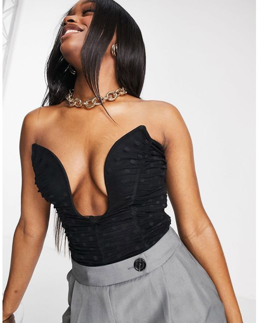 ASOS Corset Strapless Bodysuit in Black