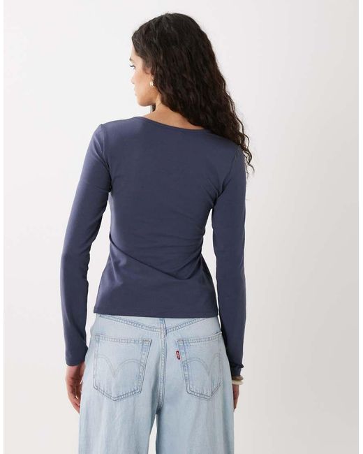 Cotton On Blue Longline Crew Long Sleeve Top
