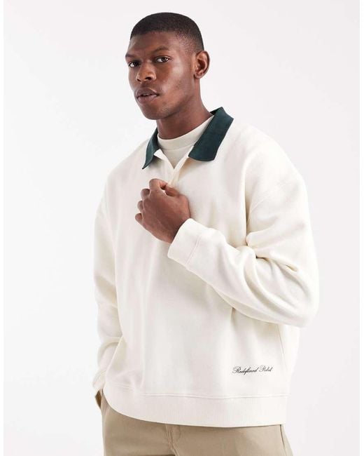 Redefined Rebel White Boxy Polo Sweatshirt for men