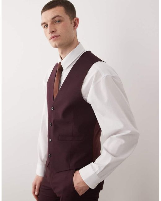 ASOS Purple Skinny Suit Waistcoat for men