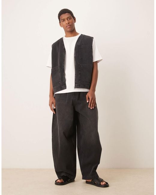 ASOS Black Co-ord Oversized baggy Jeans With Pleats for men
