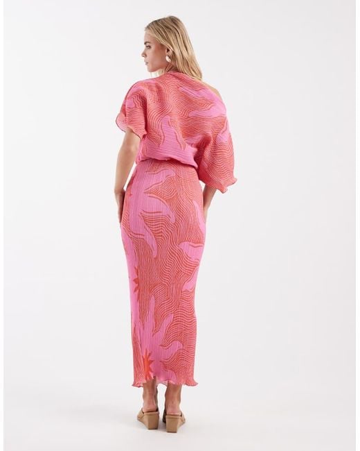 Never Fully Dressed Pink Petite Tilly Off Shoulder Plisse Maxi Dress