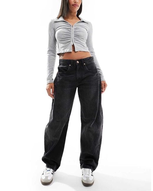 Stradivarius Black Barrel Jean