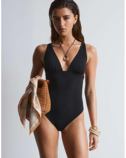 & Other Stories Black Plunge Swimsuit