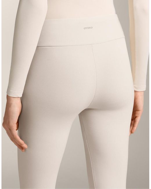 Oysho Natural Super-extra-warm Seamless 70cm High-rise Ankle-length leggings