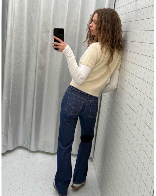 Bershka Gray Tall Low Waist Bootcut Jeans