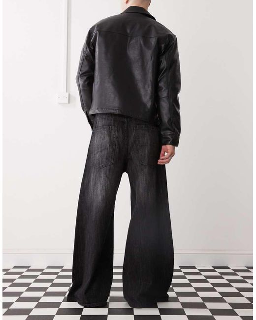 Cheap Monday Black Rad Super Wide Leg Skater Jeans for men