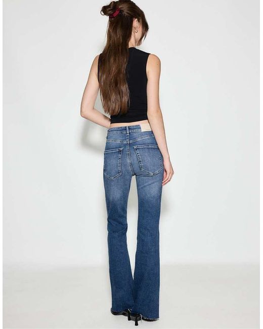 Stradivarius Blue D74 Flared Jeans With Slit