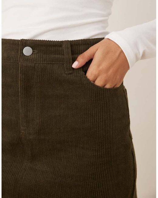 Threadbare Green Cord Mini Skirt