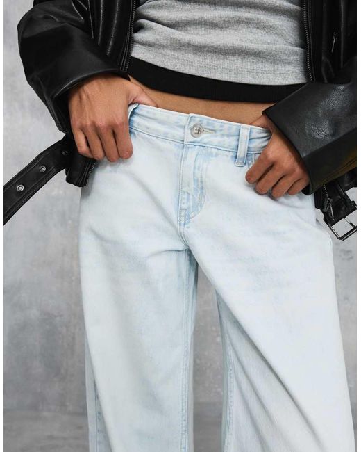 Bershka Black Low-Rise Wide-Leg Jeans